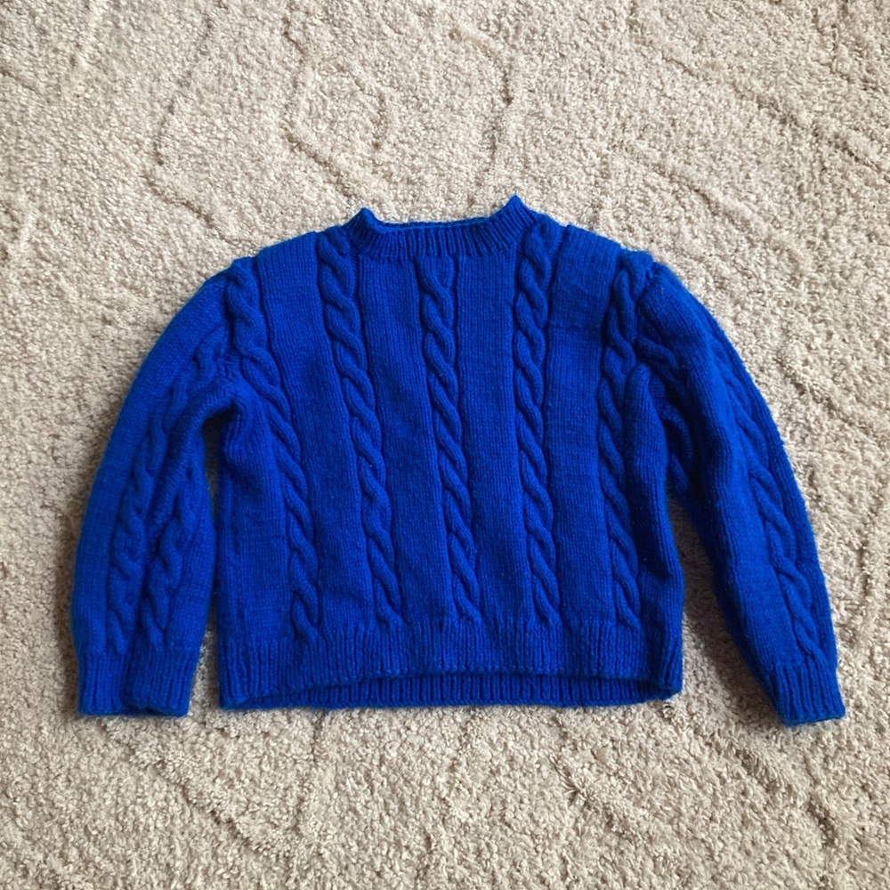 Blue Wool Cropped Sweater